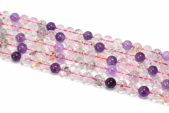Perles Rondes sur Fil Super Seven Quartz à Inclusions AA 8–9 mm