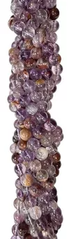 Perles Rondes sur Fil Super Seven Quartz Fantôme Violet AA 8–9 mm