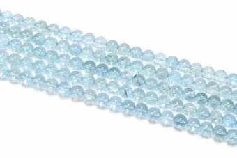 Perles Rondes sur Fil Topaze Bleue AAA 6,5 mm