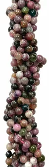 Perles Rondes sur Fil Tourmaline Multicolore A 6-7mm