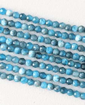 Perles Facettées sur Fil Apatite Bleue AA 3-4mm