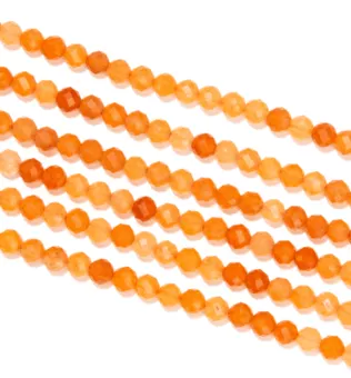 Fil de Perles Rondes Facettées Aventurine Orange A 3 mm