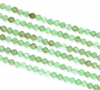 Perles Facettées sur Fil Aventurine Verte A 3mm