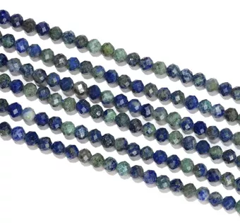 Perles Facettées sur Fil Azurite & Malachite Stabilisée A 3mm