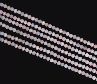 Béryls Aigue marine & Morganite Facettée A perles 3mm sur fil 40cm