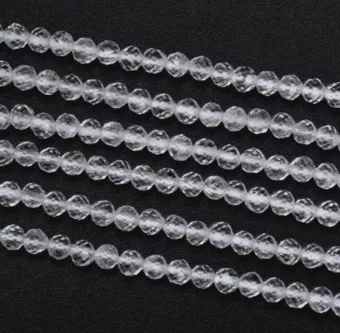 Fil de Perles Rondes Facettées Cristal de Roche A 3 mm