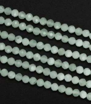 Fil de Perles Rondes Facettées Jade de Chine A 3 mm