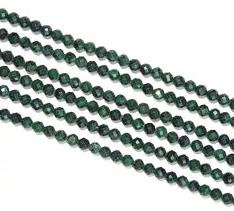 Perles Facettées sur Fil Malachite AA 3mm