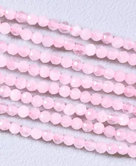 Quartz Rose Facettée A perles 3mm sur fil 40cm