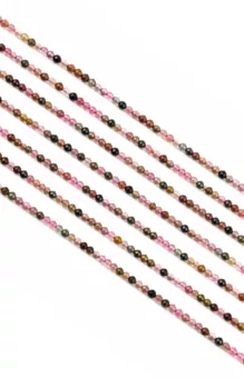Perles Facettées sur Fil Tourmaline Multicolore AA 3mm