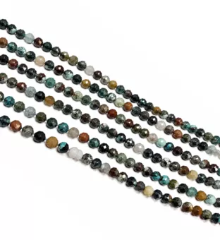 Perles Facettées sur Fil Turquoise A 3 mm