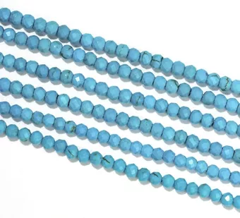 Turquénite Howlite naturelle teintée Facettée A perles 3mm sur fil 40cm