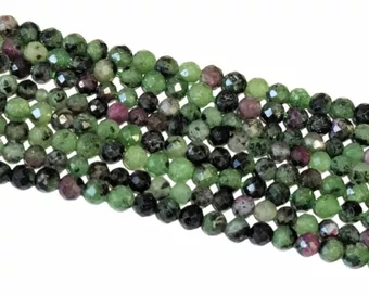 Rubis Zoïsite Facettée A perles 3mm sur fil 40cm
