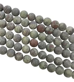 Jaspe Sang de Dragon A perles mates 8mm sur fil 40cm