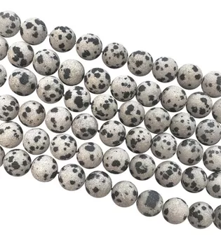Perles Rondes Mates sur Fil Jaspe Dalmatien A 6-7mm