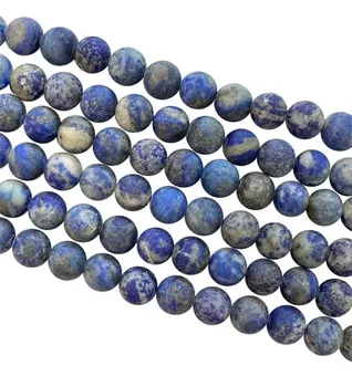 Perles Rondes Mates sur Fil Lapis Lazuli AB 8-9mm