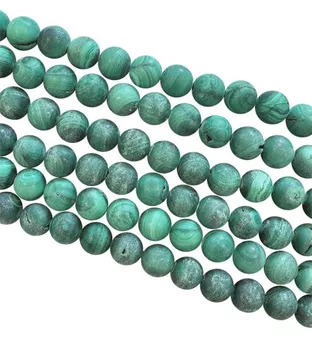 Malachite perles mates 6-7mm sur fil 40cm