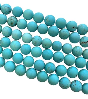 Fil de Perles Rondes Mates Turquenite Howlite Naturelle Teintée A 8 mm