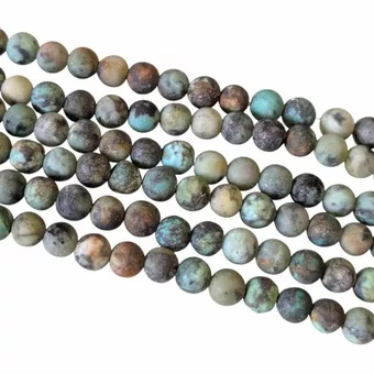 Fil de Perles Rondes Mates Turquoise Naturelle d’Afrique A 4 mm