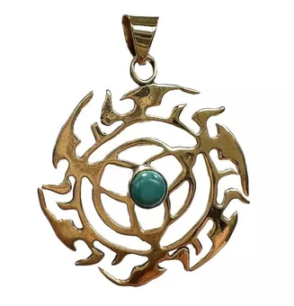 Pendentif Bronze  Trisquette avec pierre semi-précieuse 4cm
