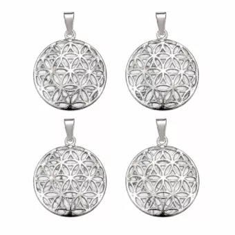 Pendentif Métal Fleur de Vie Effet Howlite 25mm x4