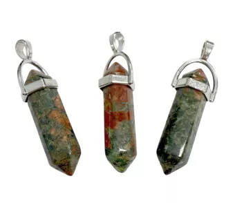 Pendentif Métal Pointe Unakite AB 42mm x3