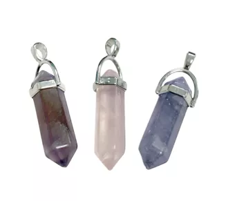 Pendentif Métal Pointe Fluorite A 42mm x3