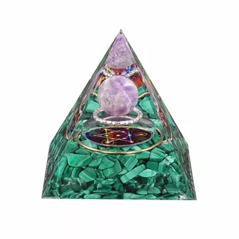 Orgonite Pyramide Amethyste & Malachite Métatron