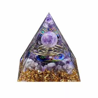 Orgonite Pyramide Amethyste Arbre de Vie & Spirale
