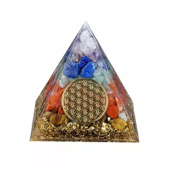 Orgonite Pyramide 7 Chakras Fleur de Vie