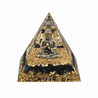 Orgonite Pyramide Buddha + Obsidienne Noire