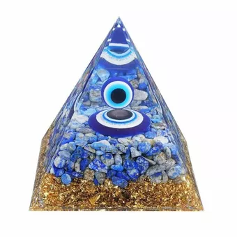 Orgonite Pyramide Mauvais Oeil & Lapis Lazuli 8cm