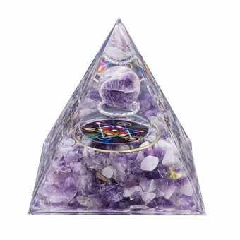 Orgonite Pyramide Amethyste Métatron 8cm