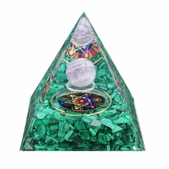 Orgonite Pyramide Amethyste & Malachite Métatron 8cm