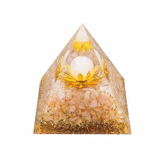 Orgonite Pyramide Quartz Rose Lotus 8cm
