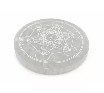 Plaque Circulaire en Sélénite Métatron 14cm 550g