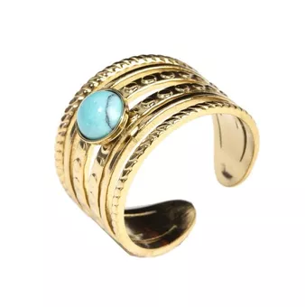 Bague Acier Inoxydable Dorée Turquénite A ajustable