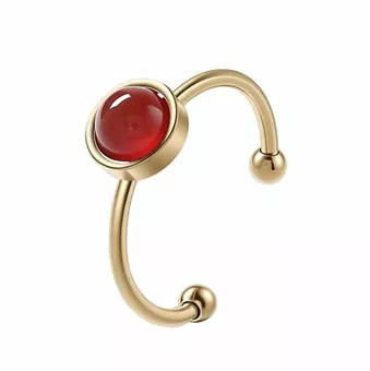 Bague Agate Rouge – acier inoxydable doré