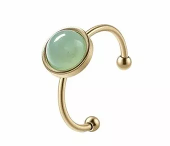 Bague Aventurine Verte – acier inoxydable doré