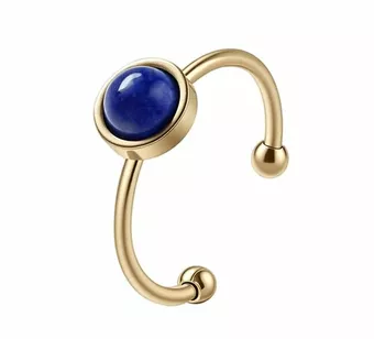 Bague Lapis-Lazuli – acier inoxydable doré