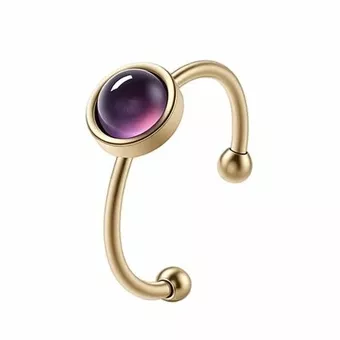 Bague Améthyste – acier inoxydable doré