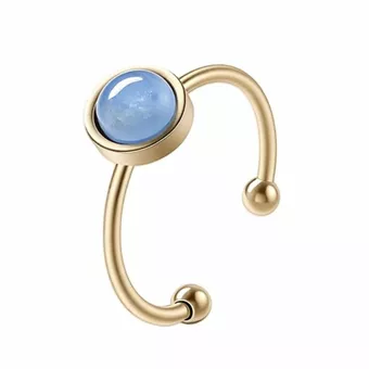 Bague Cyanite Bleue A en Acier Inoxydable Doré 6 mm