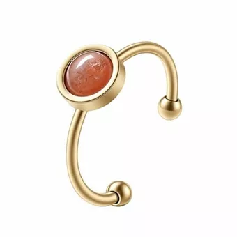 Bague Pierre de Soleil – acier inoxydable doré
