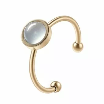 Bague Aigue Marine – acier inoxydable doré