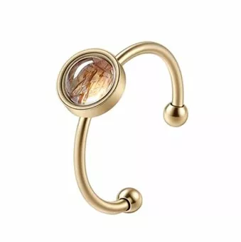 Bague Super Seven Noir – acier inoxydable doré