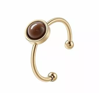 Bague Oeil de Tigre – acier inoxydable doré