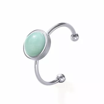 Bague Aventurine Verte – acier inoxydable argenté