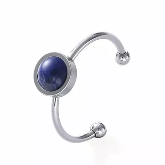 Bague Lapis-Lazuli – acier inoxydable argenté