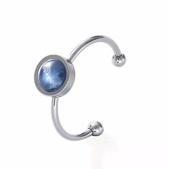 Bague Cyanite Bleue A Acier Inoxydable Argenté Ajustable 6mm