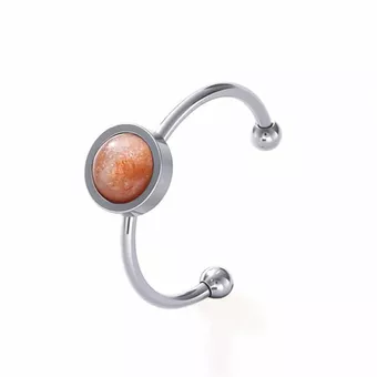 Bague Pierre de Soleil – acier inoxydable argenté
